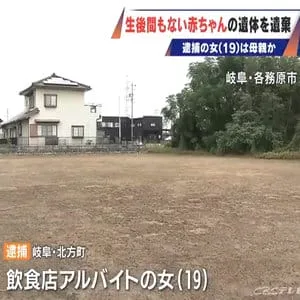 「へその緒が付いた赤ちゃん」の遺体が空き地で見つかる 飲食店アルバイトの19歳女を逮捕 測量作業の男性が110番通報 岐阜・各務原市