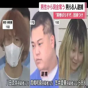 「買春したことをばらすぞ」と因縁つけ…ホテルから少女と出てきた男性に暴行加え現金奪った疑いで男ら8人が逮捕　東京・新宿区