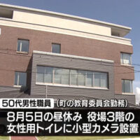 八郎潟町役場の女性トイレに小型カメラ設置の50代男性職員　停職6か月の懲戒処分「刺激を求めていた」秋田