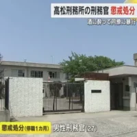 高松刑務所の２７歳男性刑務官に停職１カ月の懲戒処分　酒に酔って同僚に足払いし左肘骨折させる【香川】　