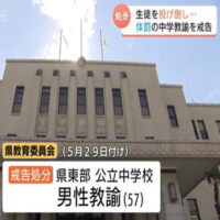「体罰いけないと分かっていた」授業・給食中に私語などした生徒投げ倒す…中学教諭を戒告処分　富山