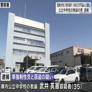 女性に性的暴行し現金盗んだ疑い　教諭の男　逮捕／埼玉県