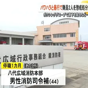 パワハラと暴行で隊員２人を停職と戒告 八代広域消防組合が懲戒処分【熊本】