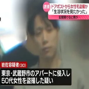 「生活状況を見たかった」ドアポストに小型カメラ入れ…女性盗撮か　男を逮捕
