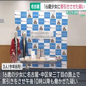 16歳の少女に路上で客引きをさせたか　児童福祉法違反の疑い　男3人を逮捕