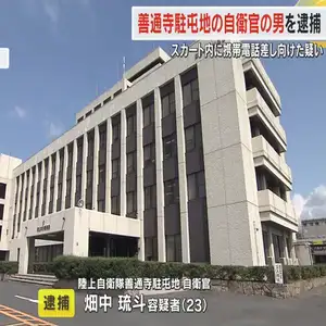 複数の女性のスカート内に携帯電話を差し向けた疑い　善通寺駐屯地の自衛官の男を逮捕　容疑を否認【岡山】