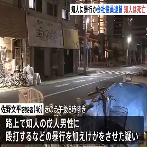 知人男性への暴行疑いで会社役員の男（46）を現行犯逮捕　