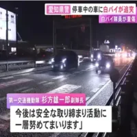 国道でパトロール中の白バイが追い越し車線に停まっていた車に追突
