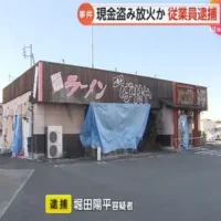 勤務先のラーメン店から現金50万円盗んで放火し店を全焼させた疑いで元従業員の男を逮捕