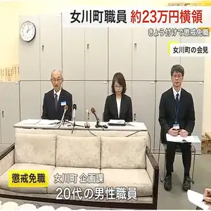 女川町職員が公金２３万円横領　登米市消防団員はガソリン不正給油　ともに懲戒免職