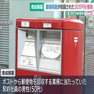 郵便ポストに誤って30万円入りの封筒…回収した局員が横領