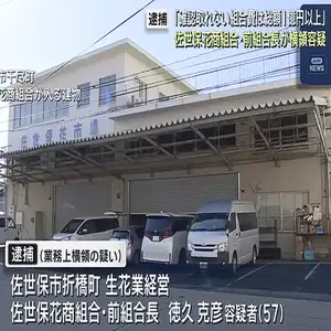 「確認取れない組合費は総額１億円以上」佐世保花商組合の前組合長が横領容疑