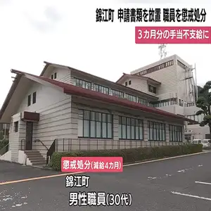 住民の申請書類を4カ月放置　錦江町職員を懲戒処分　鹿児島