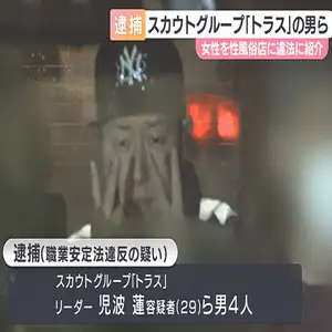 ２０代女性３人を風俗店に違法に紹介か　スカウトグループ「トラス」のリーダーら男４人逮捕