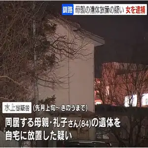 同居する84歳の母親の遺体を自宅に放置か　死体遺棄容疑で53歳の女を逮捕　北海道釧路市