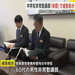 中学校非常勤講師が生徒の胸元をつかみ床に引き倒す　岩手県