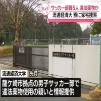 流通経済大のサッカー部員5人が違法薬物使用疑い　寮に家宅捜索